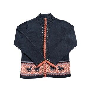 timberlea Horse Trim sweater Zip Up Equine Western Studded Sz M